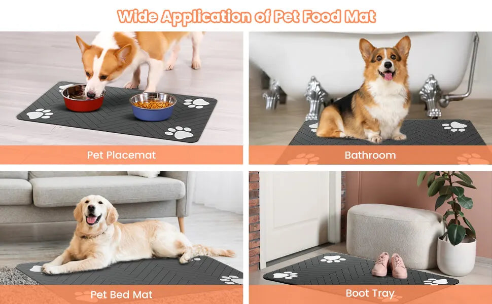 Absorbent Pet Food Mat – Waterproof, Non-Slip Dog & Cat Feeding Placemat