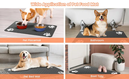 Absorbent Pet Food Mat – Waterproof, Non-Slip Dog & Cat Feeding Placemat