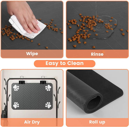 Absorbent Pet Food Mat – Waterproof, Non-Slip Dog & Cat Feeding Placemat