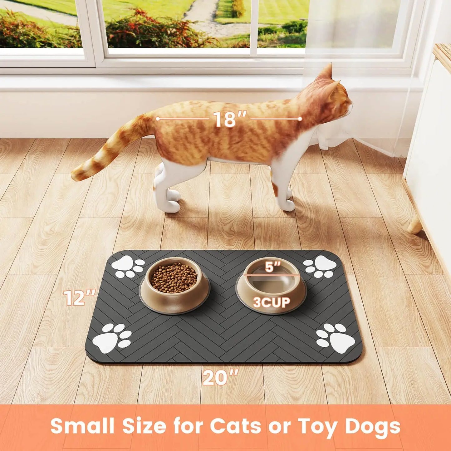 Absorbent Pet Food Mat – Waterproof, Non-Slip Dog & Cat Feeding Placemat