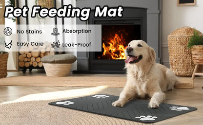Absorbent Pet Food Mat – Waterproof, Non-Slip Dog & Cat Feeding Placemat